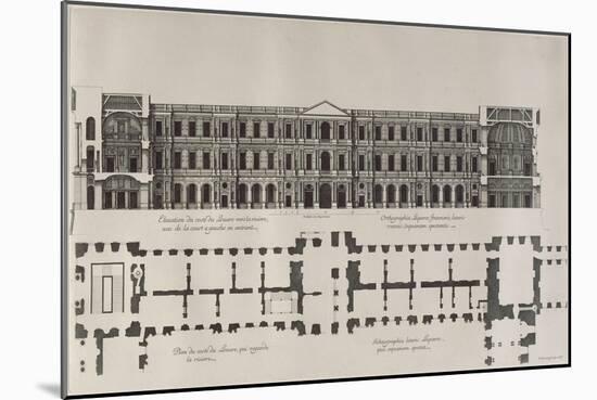 Plan et élévation du côté du Louvre qui regarde la rivière, vue de la cour à gauche en entrant-Jean Marot-Mounted Giclee Print