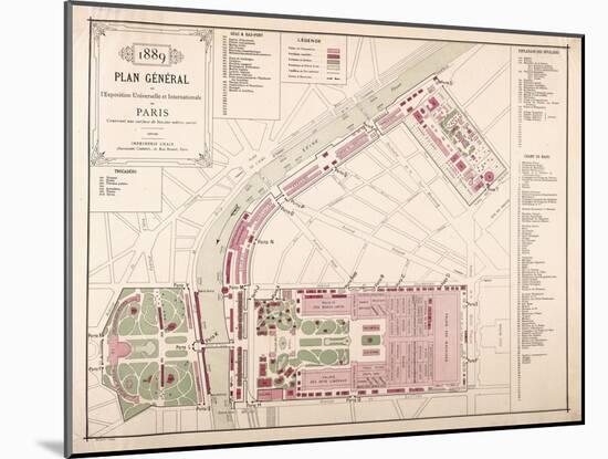 Plan général de l'Exposition Universelle et internationale de Paris de 1889, imprimerie Chaix-null-Mounted Giclee Print