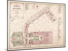 Plan général de l'Exposition Universelle et internationale de Paris de 1889, imprimerie Chaix-null-Mounted Giclee Print