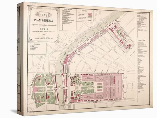Plan général de l'Exposition Universelle et internationale de Paris de 1889, imprimerie Chaix-null-Stretched Canvas
