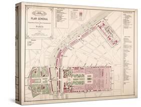 Plan général de l'Exposition Universelle et internationale de Paris de 1889, imprimerie Chaix-null-Stretched Canvas