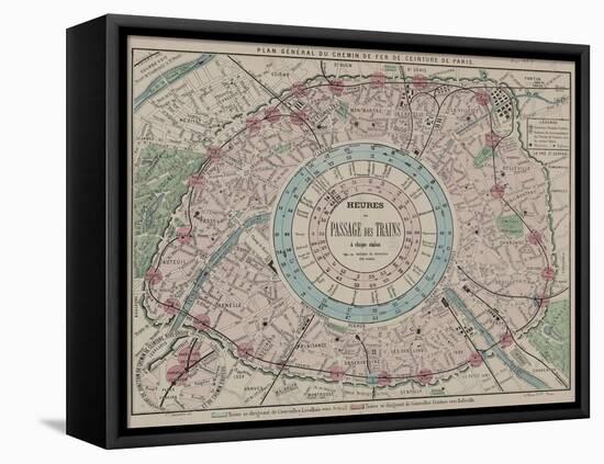 Plan général du chemin de fer de ceinture de Paris-Victor Descombes-Framed Stretched Canvas