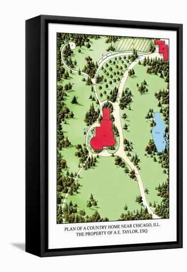 Plan of a Country Home near Chicago, Illinois-J. Weidermann-Framed Stretched Canvas