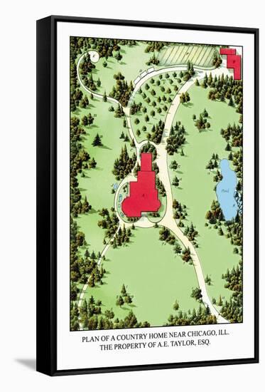 Plan of a Country Home near Chicago, Illinois-J. Weidermann-Framed Stretched Canvas