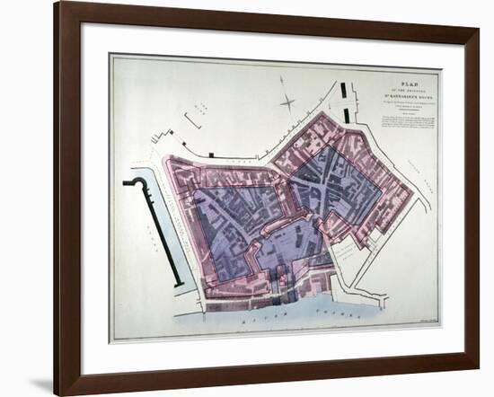 Plan of a Proposal to Construct a Dock on the Site of St Katharine's Hospital, London, C1825-Charles Joseph Hullmandel-Framed Giclee Print