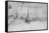 'Plan of an Embankment for Diverting the Arno', c1480 (1945)-Leonardo Da Vinci-Framed Stretched Canvas