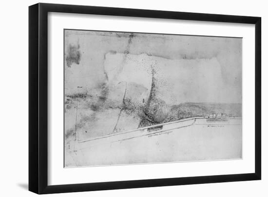 'Plan of an Embankment for Diverting the Arno', c1480 (1945)-Leonardo Da Vinci-Framed Giclee Print