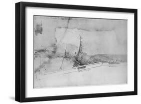 'Plan of an Embankment for Diverting the Arno', c1480 (1945)-Leonardo Da Vinci-Framed Giclee Print