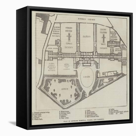 Plan of Bethlem Hospital, Wards, and Gardens-null-Framed Stretched Canvas