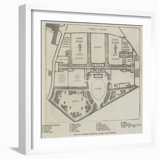 Plan of Bethlem Hospital, Wards, and Gardens-null-Framed Giclee Print