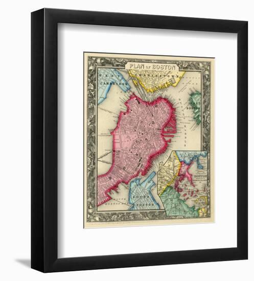 Plan of Boston, c.1860-Samuel Augustus Mitchell-Framed Art Print