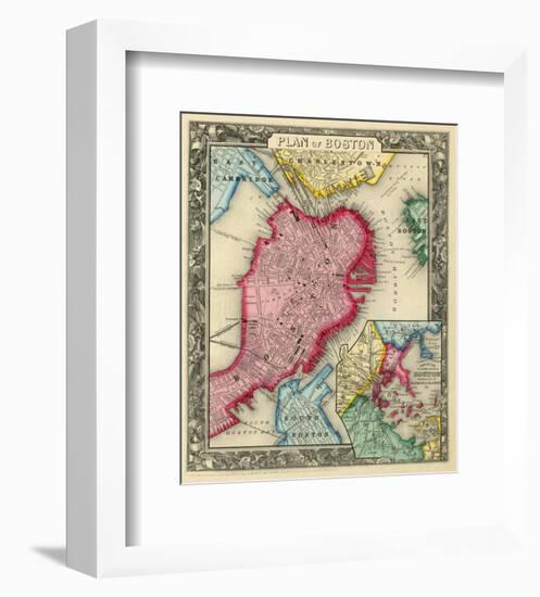 Plan of Boston, c.1860-Samuel Augustus Mitchell-Framed Art Print