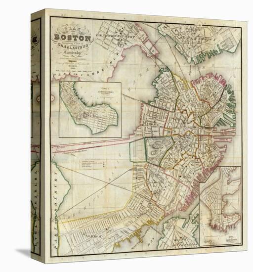 Plan of Boston Comprising a Part of Charlestown and Cambridge, c.1846-George G^ Smith-Stretched Canvas