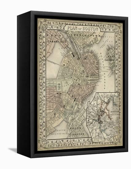 Plan of Boston-Mitchell-Framed Stretched Canvas