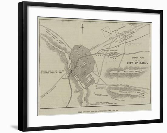 Plan of Cabul and its Approaches-null-Framed Giclee Print