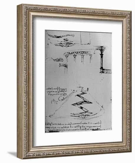 Plan of Canal Ascending Hill By Means of Locks', 1928-Leonardo Da Vinci-Framed Giclee Print