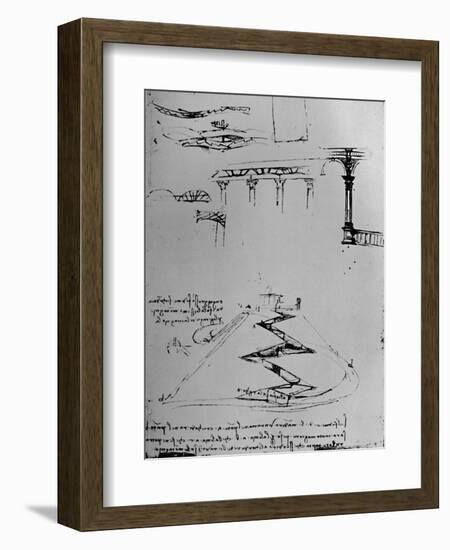 Plan of Canal Ascending Hill By Means of Locks', 1928-Leonardo Da Vinci-Framed Giclee Print