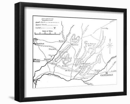 'Plan of General Burrows' March to the Helmund (July 4-29, 1880)', c1880-Unknown-Framed Giclee Print