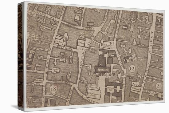 Plan of Guildhall and the Neighbourhood around Guildhall, London, 1747-John Rocque-Stretched Canvas