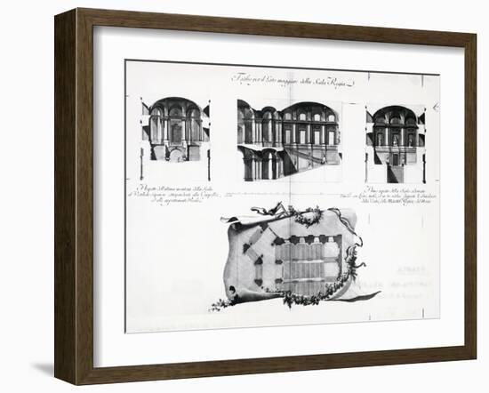 Plan of Honor Grand Staircase at Royal Palace of Caserta-Luigi Vanvitelli-Framed Giclee Print