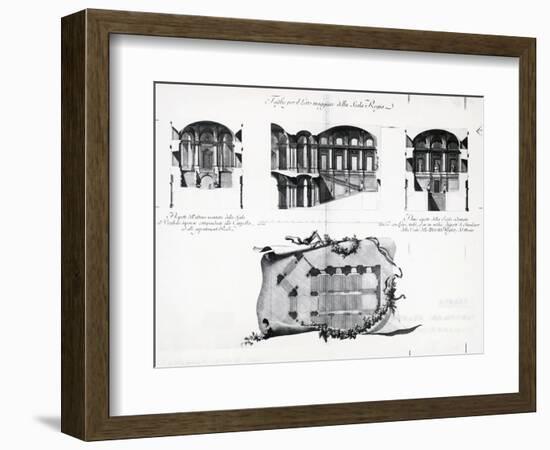 Plan of Honor Grand Staircase at Royal Palace of Caserta-Luigi Vanvitelli-Framed Giclee Print