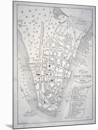 Plan of New York in 1729 (Litho)-English-Mounted Giclee Print