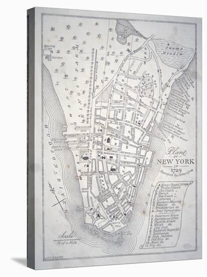 Plan of New York in 1729 (Litho)-English-Stretched Canvas