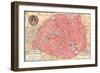 "Plan of Paris" French Map from the 1800s-Piddix-Framed Art Print