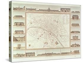 Plan of Paris Indicating Civil Hospitals and Homes, 1818, Published in 1820-Etienne Jules Thierry-Stretched Canvas