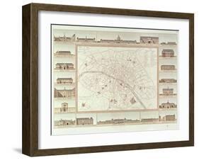 Plan of Paris Indicating Civil Hospitals and Homes, 1818, Published in 1820-Etienne Jules Thierry-Framed Premium Giclee Print