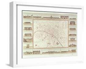 Plan of Paris Indicating Civil Hospitals and Homes, 1818, Published in 1820-Etienne Jules Thierry-Framed Premium Giclee Print