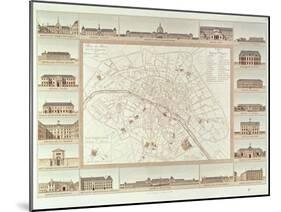 Plan of Paris Indicating Civil Hospitals and Homes, 1818, Published in 1820-Etienne Jules Thierry-Mounted Premium Giclee Print