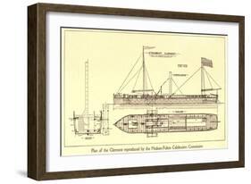 Plan of Robert Fulton's First Steamboat the Clermont Built in 1807. Hudsonfultoncele00statuoft_0055-null-Framed Art Print