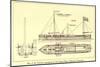 Plan of Robert Fulton's First Steamboat the Clermont Built in 1807. Hudsonfultoncele00statuoft_0055-null-Mounted Art Print