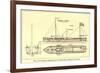 Plan of Robert Fulton's First Steamboat the Clermont Built in 1807. Hudsonfultoncele00statuoft_0055-null-Framed Art Print