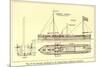 Plan of Robert Fulton's First Steamboat the Clermont Built in 1807. Hudsonfultoncele00statuoft_0055-null-Mounted Art Print