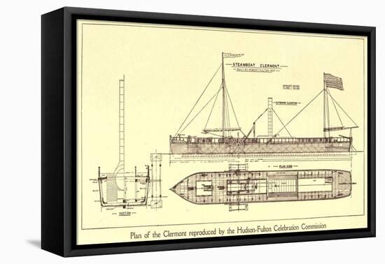 Plan of Robert Fulton's First Steamboat the Clermont Built in 1807. Hudsonfultoncele00statuoft_0055-null-Framed Stretched Canvas
