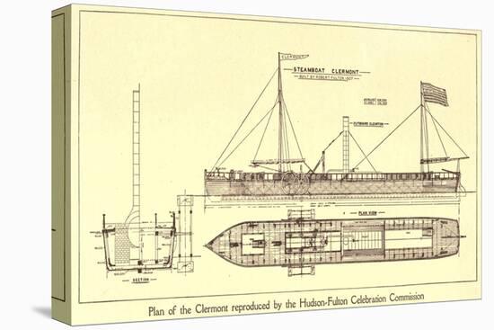 Plan of Robert Fulton's First Steamboat the Clermont Built in 1807. Hudsonfultoncele00statuoft_0055-null-Stretched Canvas