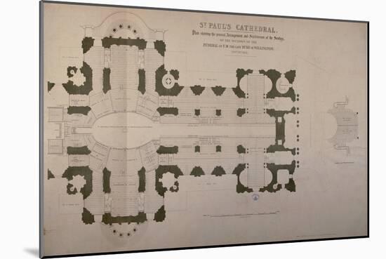 Plan of Seating Arrangements for the Duke of Wellington's Funeral, 1852-null-Mounted Giclee Print