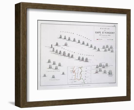 Plan of the Battle of Cape St. Vincent, 14th February 1797, C.1830S (Engraving)-Alexander Keith Johnston-Framed Giclee Print