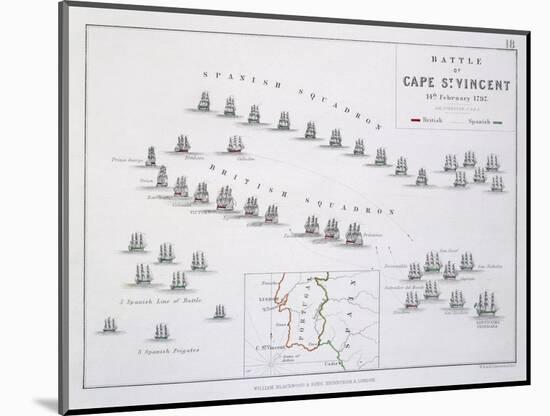 Plan of the Battle of Cape St. Vincent, 14th February 1797, C.1830S (Engraving)-Alexander Keith Johnston-Mounted Giclee Print