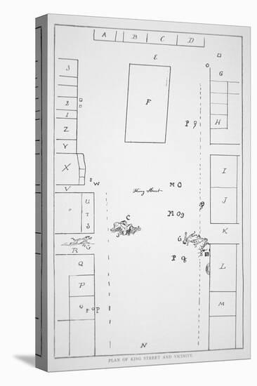 Plan of the Boston Massacre of 1770 Used at the Trial of the British Troops-Paul Revere-Stretched Canvas