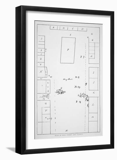 Plan of the Boston Massacre of 1770 Used at the Trial of the British Troops-Paul Revere-Framed Giclee Print