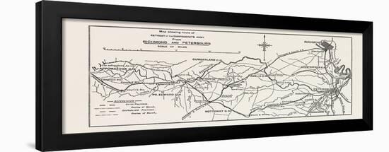 Plan of the Confederate Retreat from Richmond and Petersburg, American Civil War, USA, 1870S-null-Framed Giclee Print