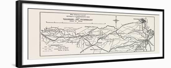 Plan of the Confederate Retreat from Richmond and Petersburg, American Civil War, USA, 1870S-null-Framed Giclee Print