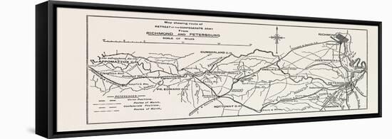 Plan of the Confederate Retreat from Richmond and Petersburg, American Civil War, USA, 1870S-null-Framed Stretched Canvas