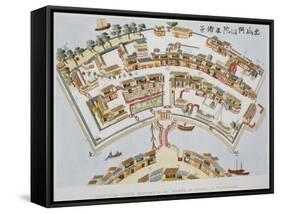 Plan of the Dutch Factory in the Island of Desima, at Nagasaki, Book from Illustrations of Japan ..-Isaac Titsingh-Framed Stretched Canvas