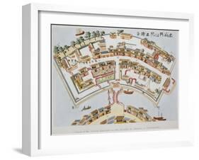 Plan of the Dutch Factory in the Island of Desima, at Nagasaki, Book from Illustrations of Japan ..-Isaac Titsingh-Framed Giclee Print