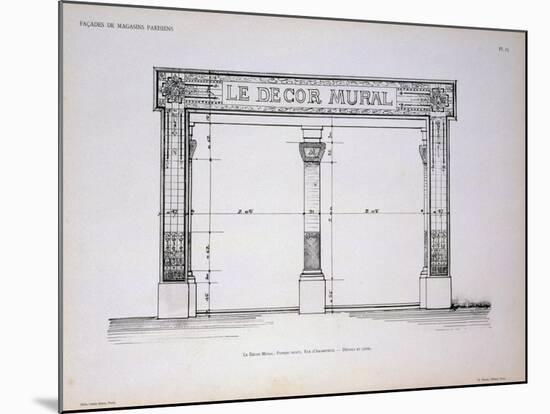Plan of the Facade of Le Decor Mural Shop in Paris-null-Mounted Giclee Print