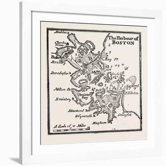 Plan of the Harbour of Boston at the Beginning of the 18th Century, USA, 1870S-null-Framed Giclee Print